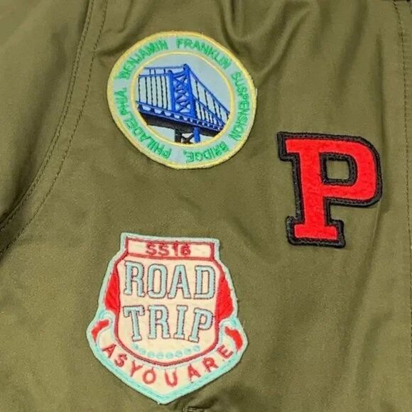 TopShop Bomber Jacket - Army Olive Green with Moto Patches Women's Size US 4 - Picture 2 of 10